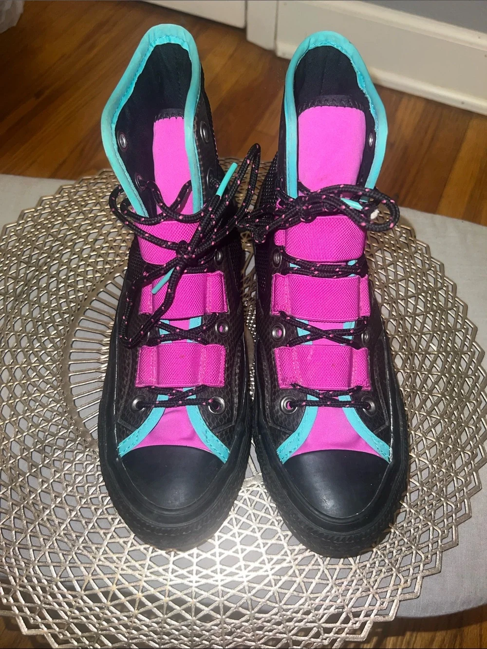 Converse Women's High-Top Athletic Sneakers in Pink and Teal